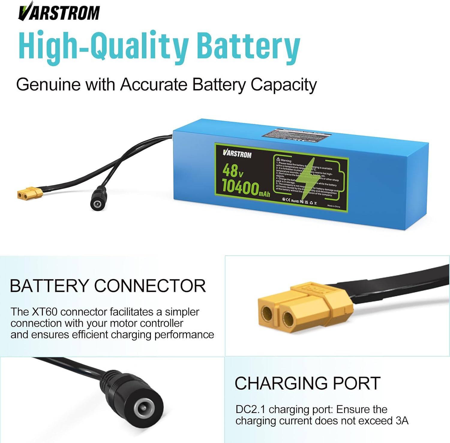 XT60 Connector and DC2.1 Charging Port