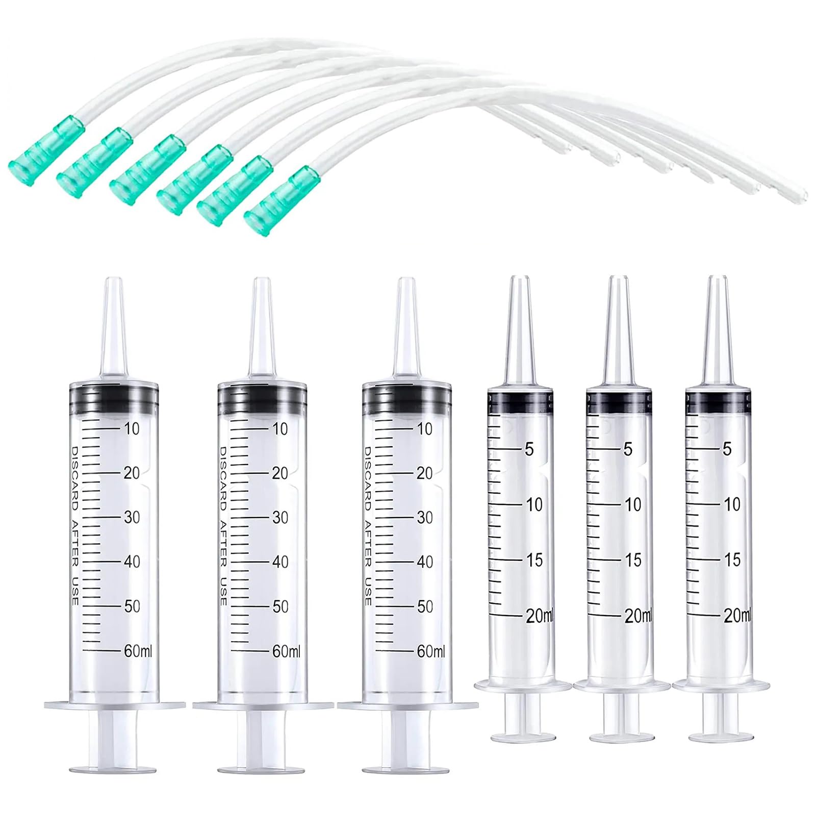 Baby Bird Feeding Syringe Set, 20ml 60ml Pet Parrot Feeding Syringe with Tubes, Bird Feeder Measuring Tools for Small Animals Scientific Industrial Labs — image 1