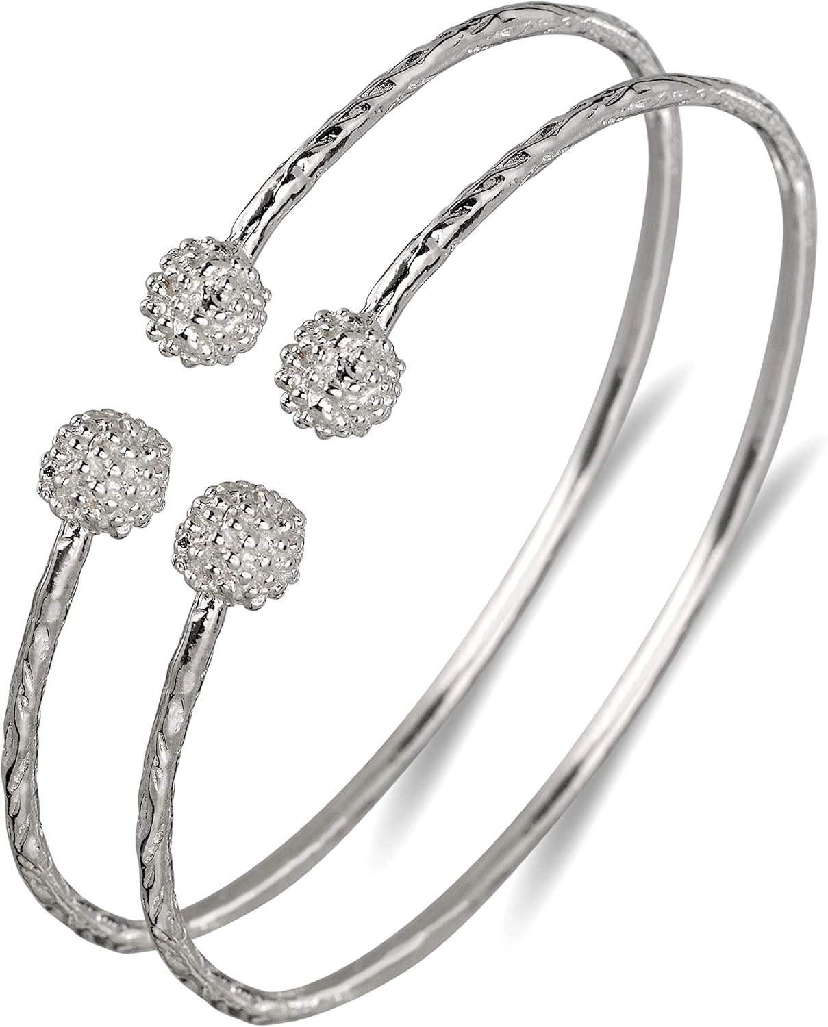 Better Jewelry Disco Ball .925 Sterling Silver West Indian Bangles, 1 pair