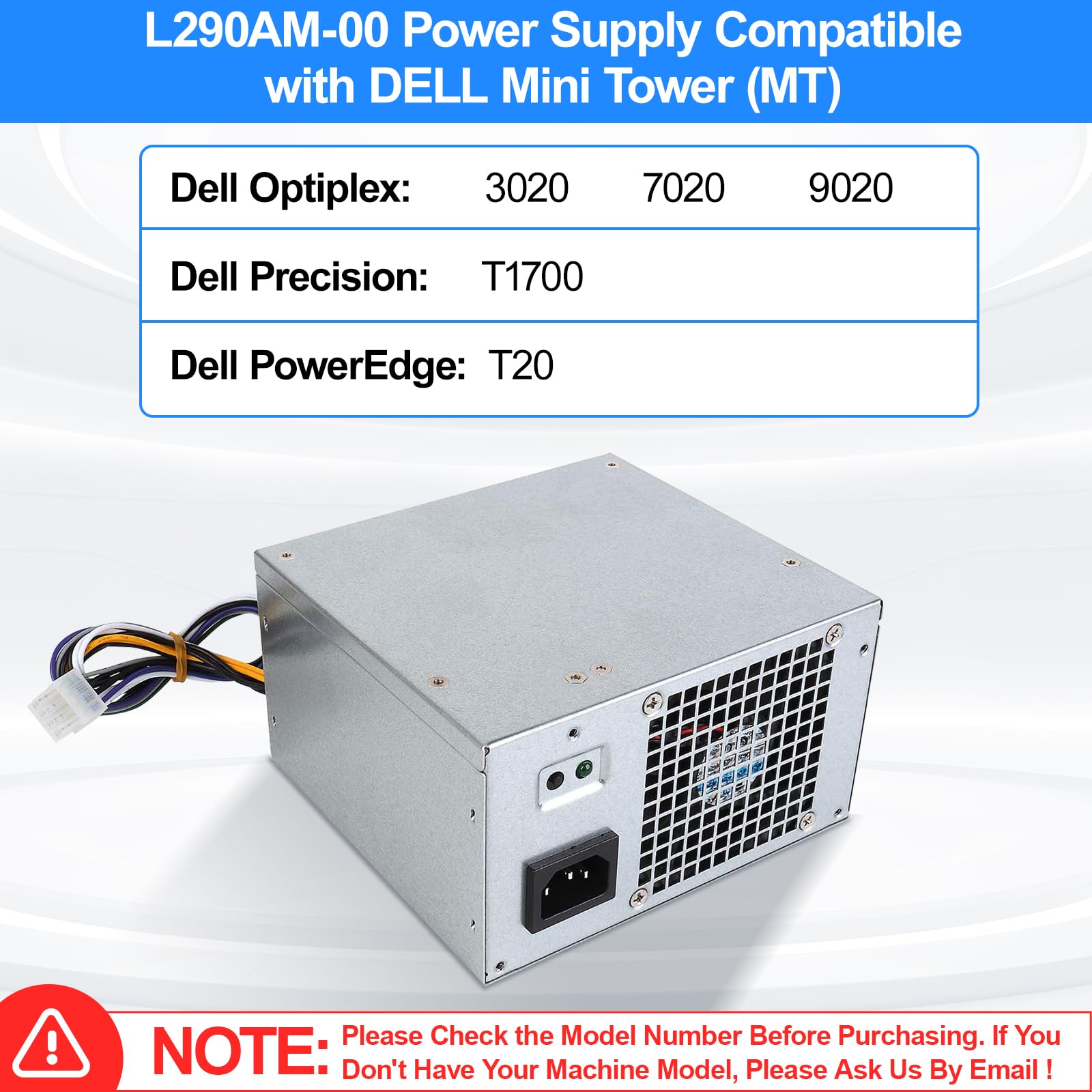 S-Union H29AM- Fuente de alimentación de 29 W Compatible con DELL Optiplex 32 72 92/Precision T17/PowerEdge T2 (MT Mini Tower) RVTHD KPRG9 HYV3H D29A1L L29AM- PS-3291-1DF H29EM-