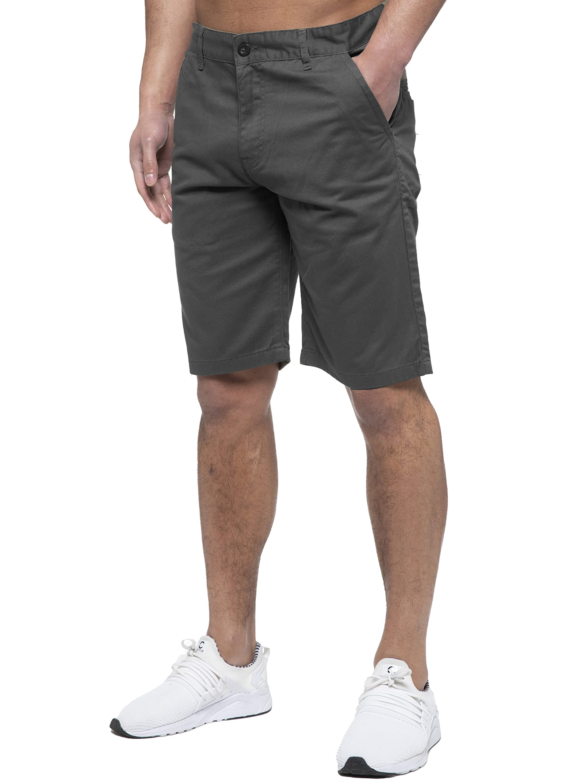 989Zé Enzo Men's Grey Chino Shorts Cotton Regular Fit Summer Casual Smart Half Pants Ezs429 38