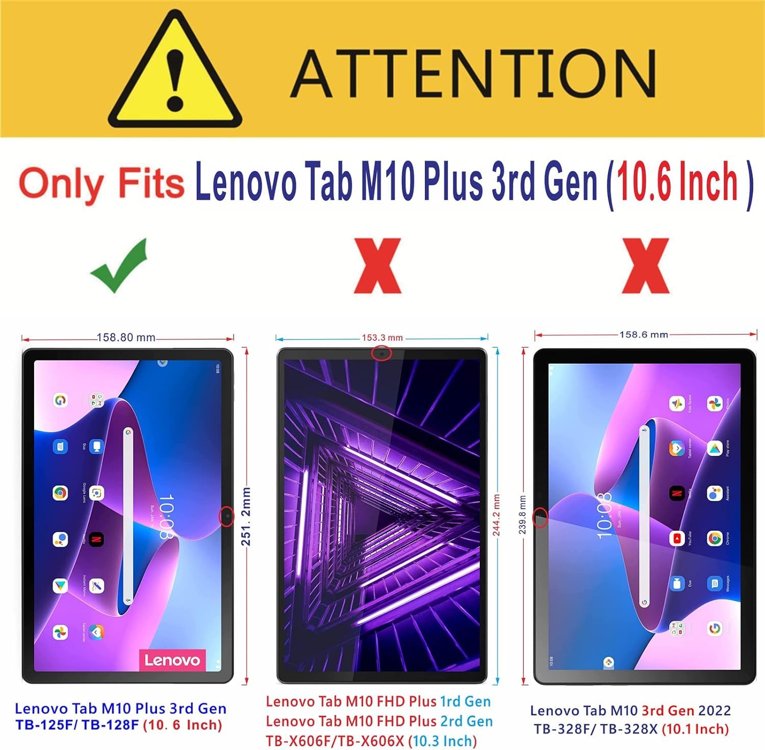 HHF Custodia Tablet Folio Con Tastiera E Funzione Stand Per Lenovo Tab M10 FHD Plus X606F 10.3'' – Auto Wake/Sleep, Nero - 3