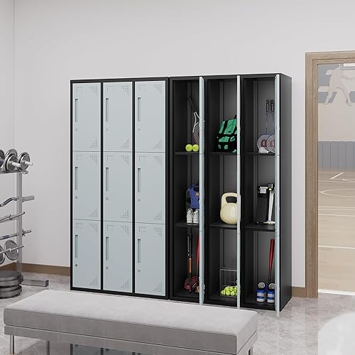 Vista 214 de Armario de metal para escuela, hogar, oficina, gimnasio, armarios de almacenamiento de acero para empleados y estudiantes, armario de almacenamiento