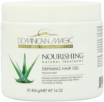 Dominican Magic Hair Styling Gel - Strong Hold & Frizz Control - Aloe Vera - Enriched with Natural Extracts for Shine & Moisture - All Hair Types - No Flakes, No Crunch - 16Oz