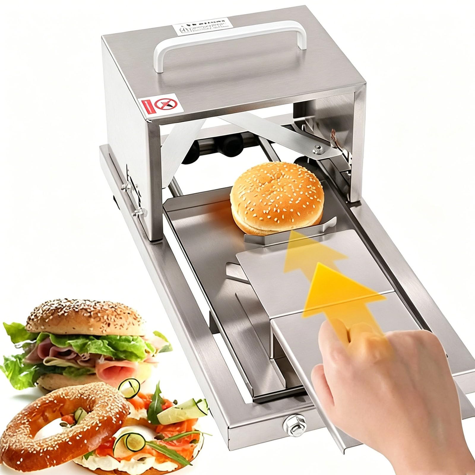 ZXSYYDS Commercial Bagel Cutter with Stainless Steel Blade, Slicer Cutting Even Bread Bun Hamburger Large Manual Bread Slicer Tool for Kitchen, Portable Portioning Machine for Home and Bakery