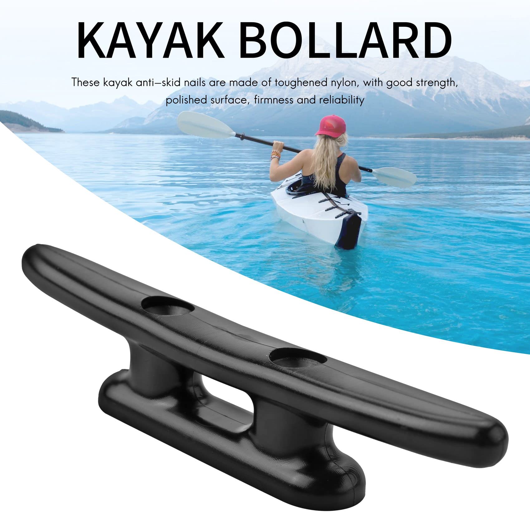 Srutueo 6 Pcs Black Boat Cleat Kayak Cleats Boat Dock Cleats Kayak Canoe Cleat 4 Inch Nylon Cleats for Boat Mooring Accessories