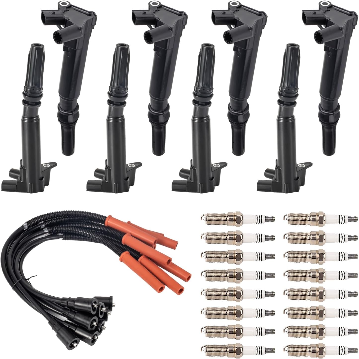 Set of 8 Ignition Coil with 16 Platinum Spark Plug and Wire Set Compatible with Ford 2010-2014 F150, 2011 2012 2013 2014 2015 2016 2017 F250 F350, 2017 E350 Super Duty 6.2L V8 Replace# DG526 DG525