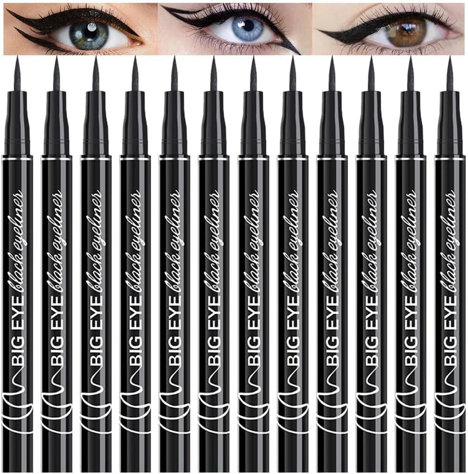 WanTuoluo 12-Pieces Matte Liquid Eyeliner Pens Set, Eye Ink Liner Makeup, Quick Drying, Smudge-Resistant, Vegan Formula (Pack of 12) (Black)