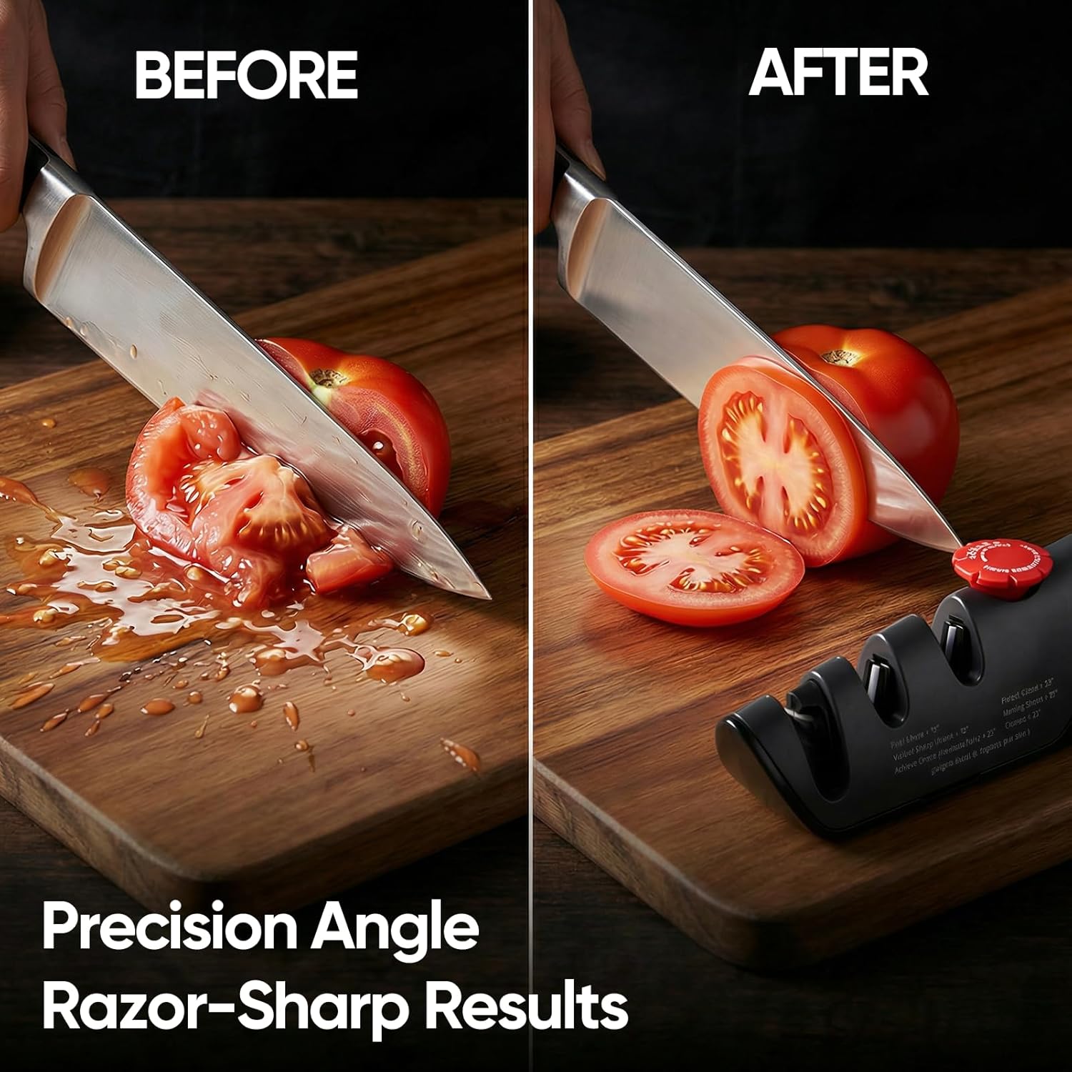 USELUCK Knife Sharpener, 6 Adjustable Sharpening Angles, Diamond-Coated Ceramic Stones for Kitchen, Professional & Pocket Knives - Coarse & Fine