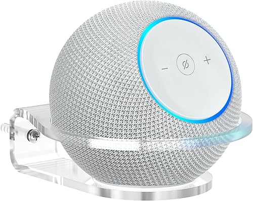 PlusAcc Soporte de pared para Dot Max y Dot 5, estante transparente resistente para Homepod Mini, soporte de soporte de ahorro de espacio, gestión