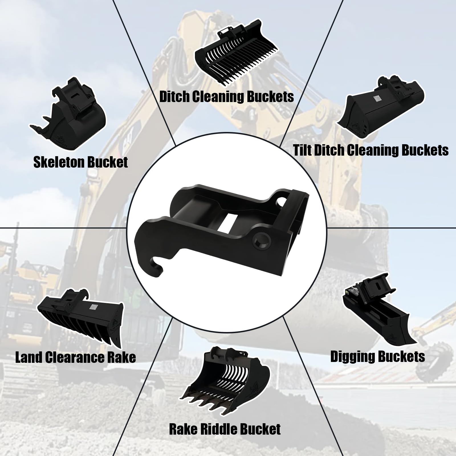X-Change Quick Attach Coupler Bracket For Bobcat E-Series – Black Coated Steel For Mini Excavators