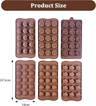 Pack of 6 Chocolate Moulds Silicone Chocolate Moulds Silicone Moulds Non-Stick 3D Candy Moulds Baking Mould Chocolates Candy Moulds Chocolate Silicone Mould for Baking