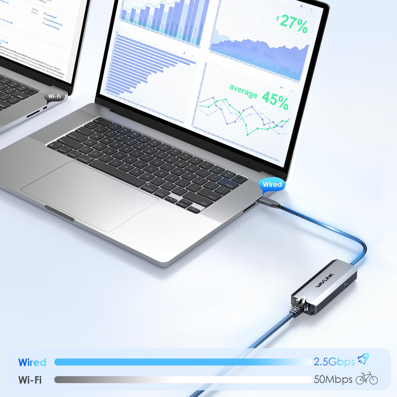 WAVLINK Adaptateur USB-C vers Ethernet, 2.5 Gbps RJ45 Plug and Play Adaptateur réseau, Adaptateur Internet Filaire avec PD 95W, Compatible avec Windows/Mac OS/iOS/Linux/Chrome OS