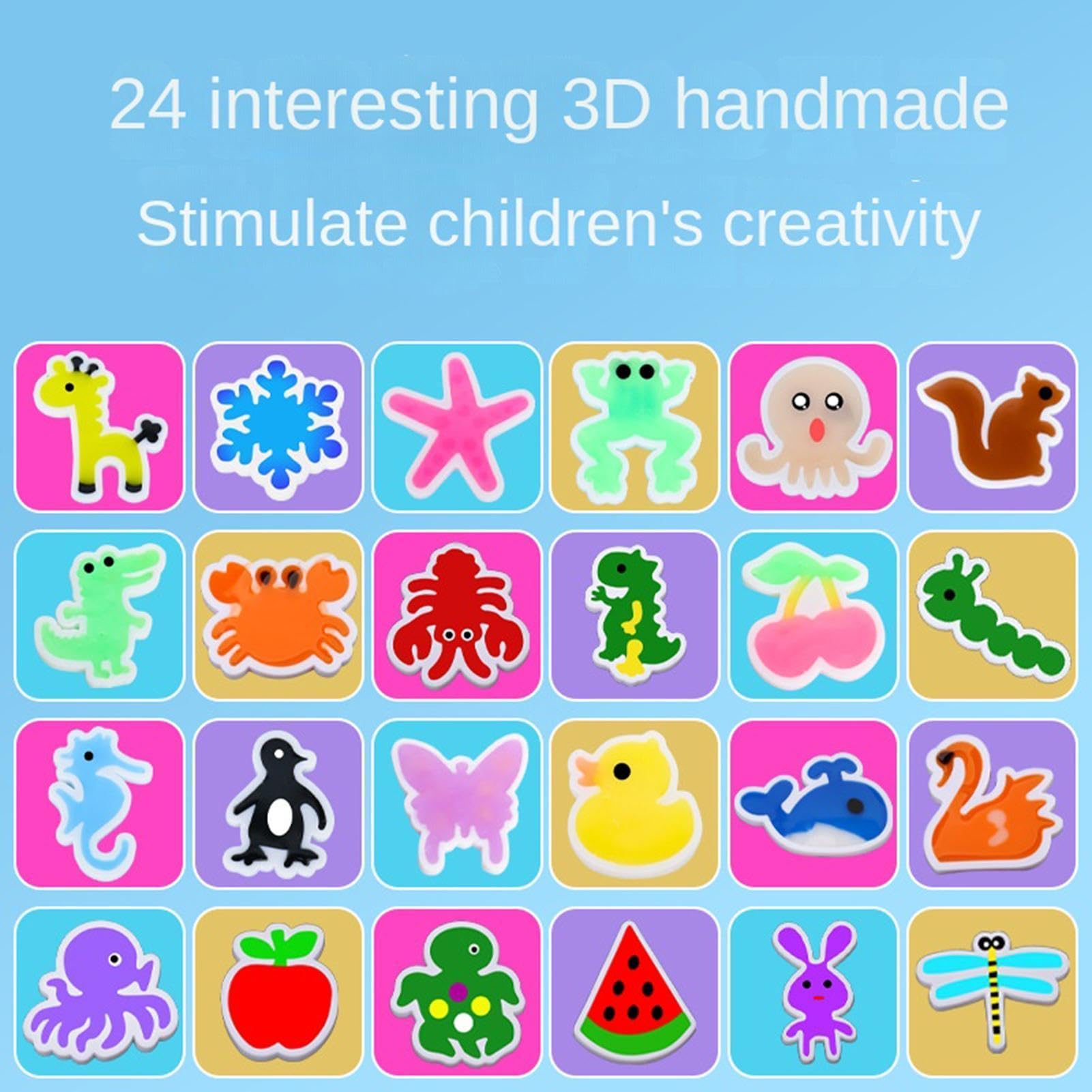 Generisch Wassergel-Spielzeug-Hersteller Kreativ-Set mit 12 Cartoon-Formen | DIY Kunsthandwerk-Set für und Mädchen ab 3 Jahren, Kindergeburtstag, Zuhause, Schule, Klassenzimmer
