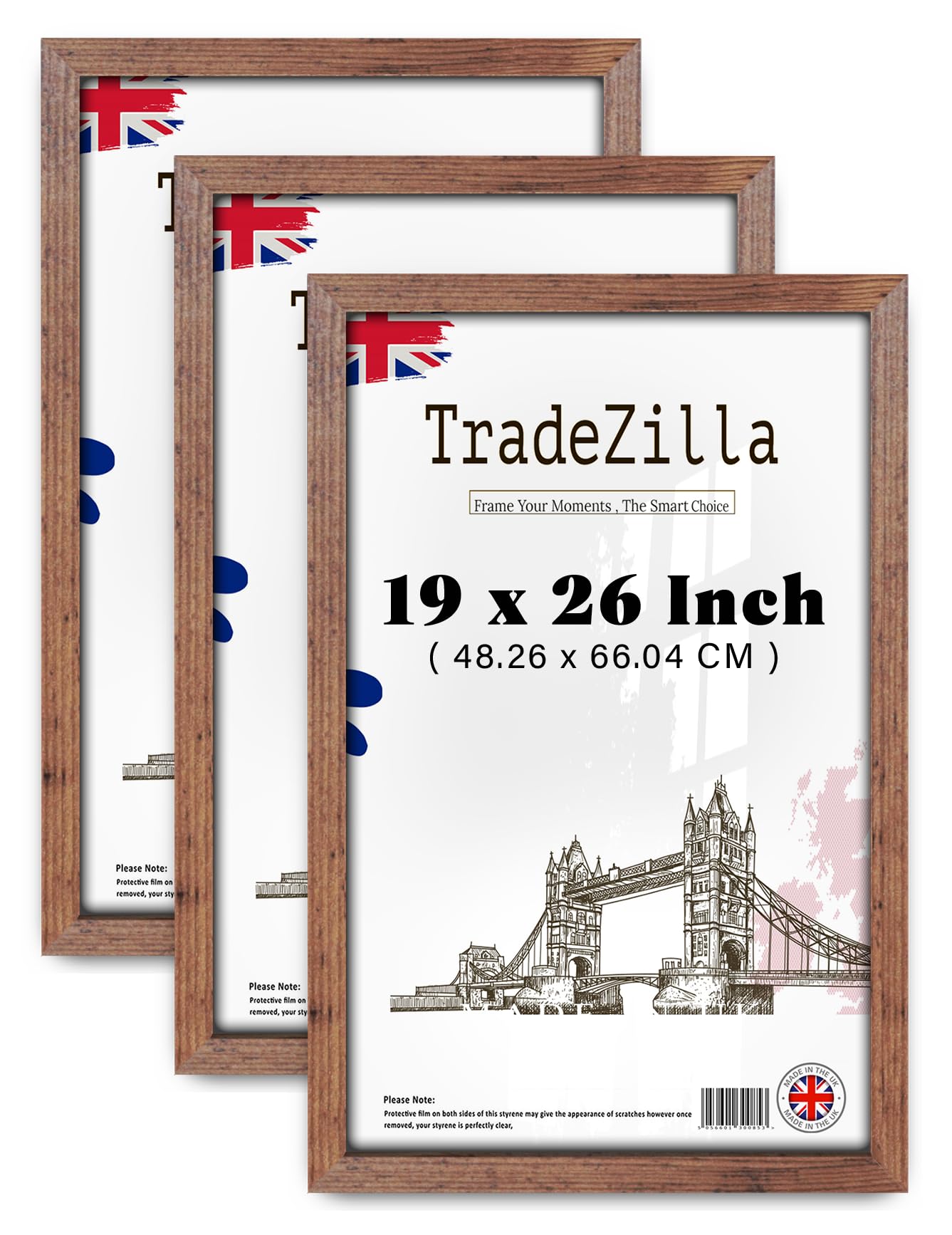 TradeZilla pack of 3 Medium 19 Inch x 26 Inch Eton Wood Gift Frame Classic Rustic (48.26 x 66.04 CM) Frame, Perfect for Art Display 1' 7" x 2' 2" [ Rustic ] — image 1
