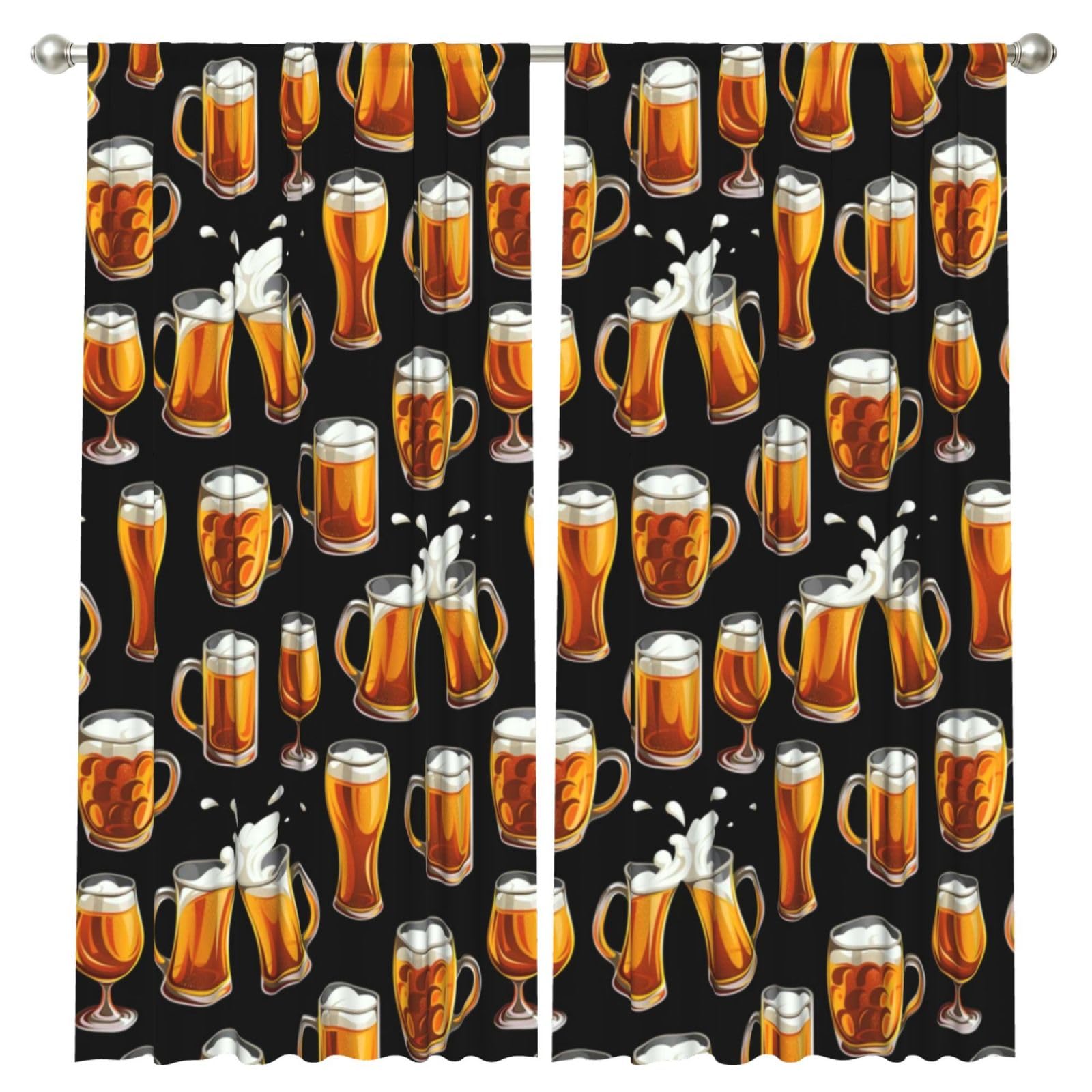 InOmak Beer Glass, 2 Panels Window Curtains 52 x 84 Inch Blackout Curtains for Living Room Bedroom