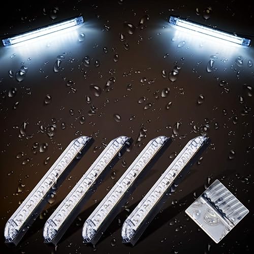 Miniatura 6 de NPAUTO 4 unids 8 "blanco LED barra de luz de utilidad 18 LED Utility Strip impermeable barco arco luz marina navegación 12V