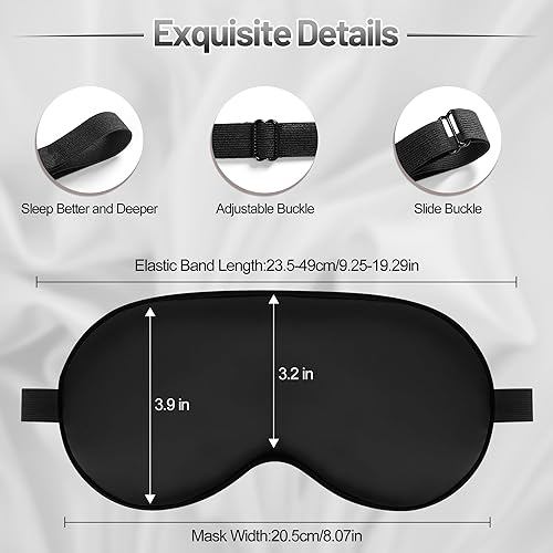 Miniatura 3 de Máscara para dormir, máscara de ojos de seda para dormir con correa ajustable, sombra de ojos vendada para hombres y mujeres, cómoda y suave