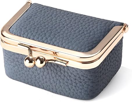 Zivyes Mini Jewelry Box Travel Small Coin Purse Organizer Case Genuine Leather Tiny Size B-blue