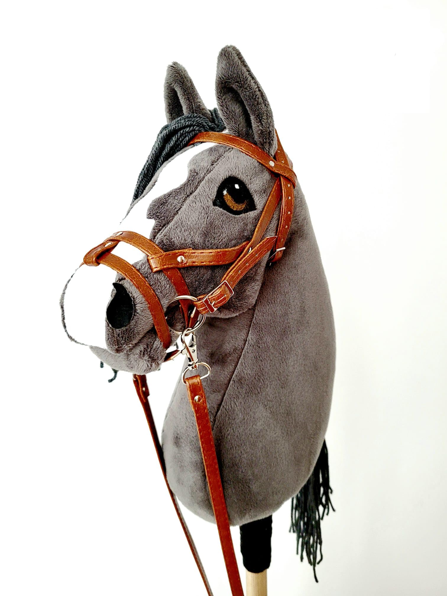 Hobby Horse Hobbypferd groß A3 (Pferd auf einem Stock) komplett mit Geschirr wie auf dem Foto (Blau)