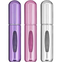 EXPRESSIONS 3pc Travel Size Perfume Atomizer Set 5mL Purple, White & Pink Aluminum Spray Bottles Value Pack | Refillable Fragrance Atomizer for Travel & On-the-Go | Women & Men Easy