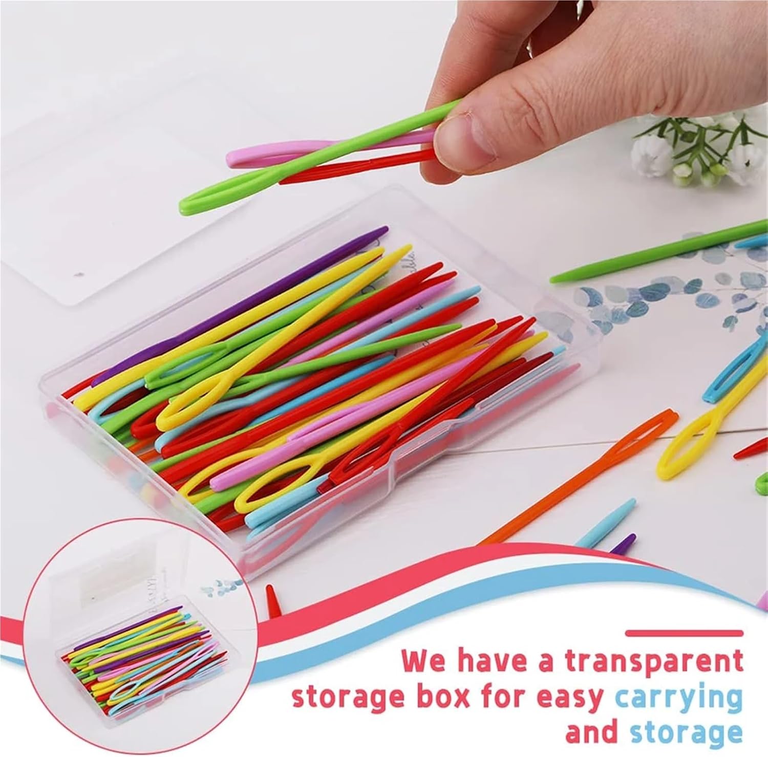 Large Eye Plastic Needles 10Box 7cm Large Eye Yarn Needles with Box Plastic Sewing Assorted Colors Needle Set for DIY Handmade Crafts