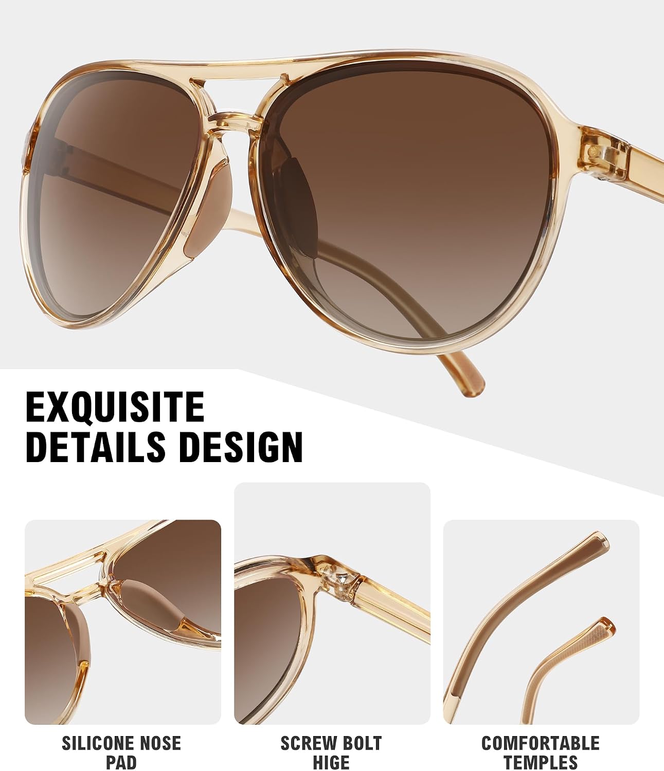 MEETSUN Polarized Aviator Running Sunglasses for Women, Double Bridge UV400 | Lightweight Frame, Rubber Temple Grips And Soft Nose Pads Help Reduce Slipping And Bouncing During Runs And Outdoor Workouts