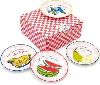 Chumbak Ceramic Dessert Plate Set of 4 | Fruit Design Plates for Serving Cakes, Snacks & Desserts | Cute Birthday & Housewarming Gift for Her | Dining & Tableware