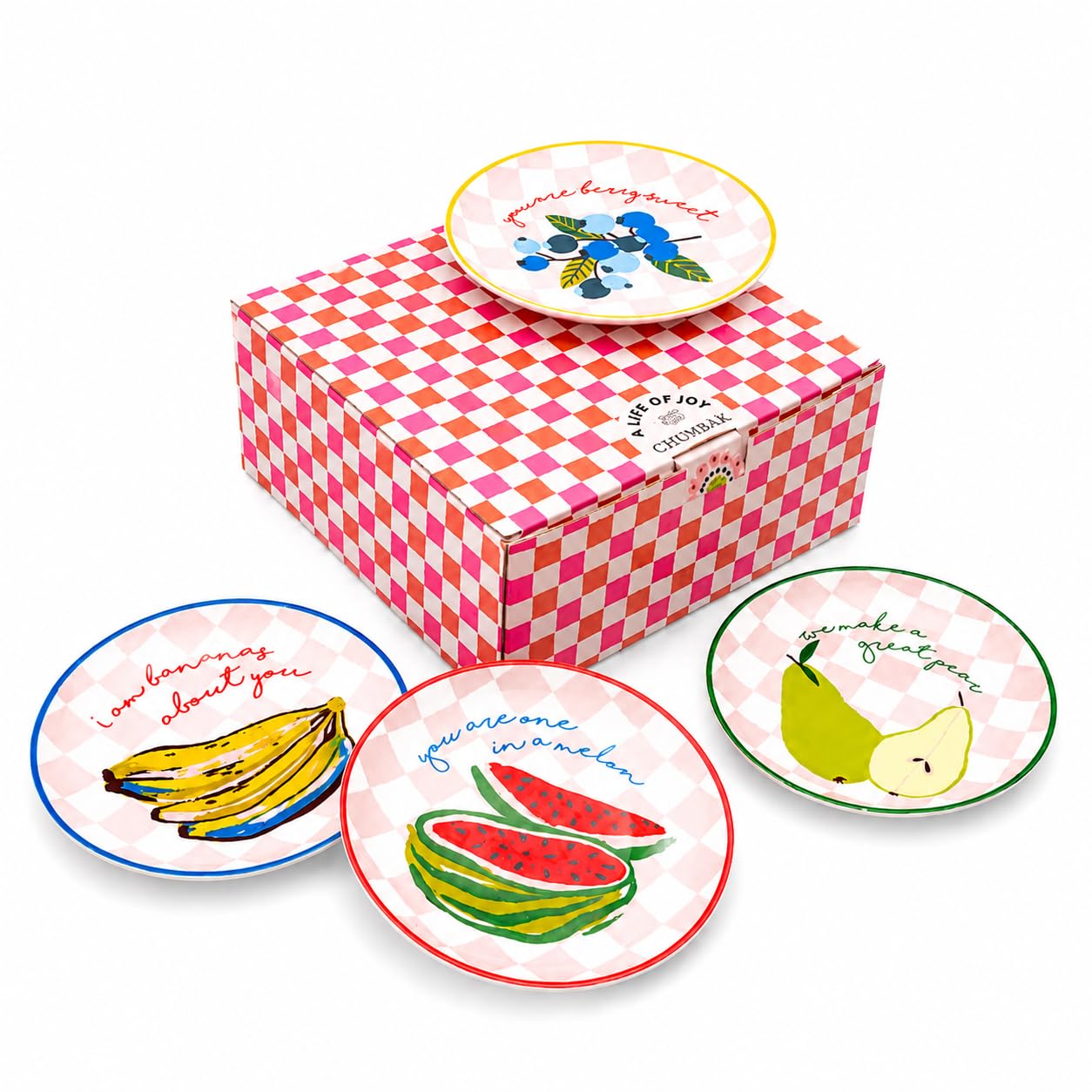 Chumbak Ceramic Dessert Plate Set of 4 | Fruit Design Plates for Serving Cakes, Snacks & Desserts | Cute Birthday & Housewarming Gift for Her | Dining & Tableware-image-5