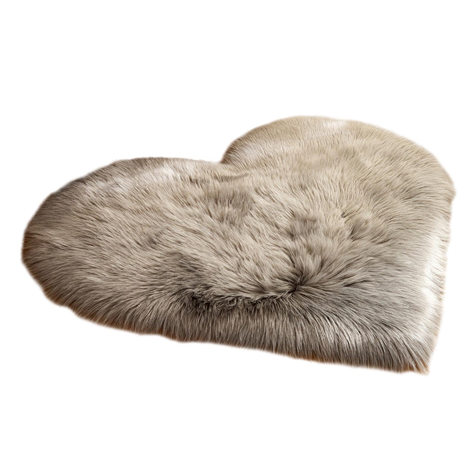 Plush Heart Shaped Carpet Modern Bedside Rug for Indoor Study Room Farmhouse Gray-image-17