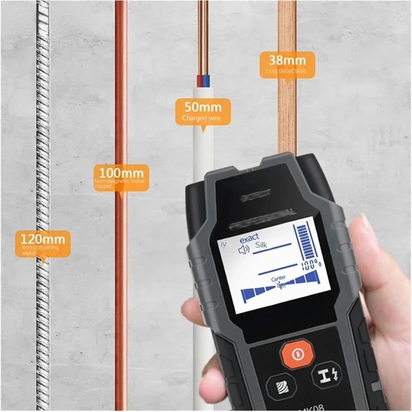 Detector De Vigas Electrónico, Detector De Vigas De Pared con Alertas Audibles/Pantalla LCD, Claro para Leer, para Detectar Madera Viva/Cables De CA/Metal