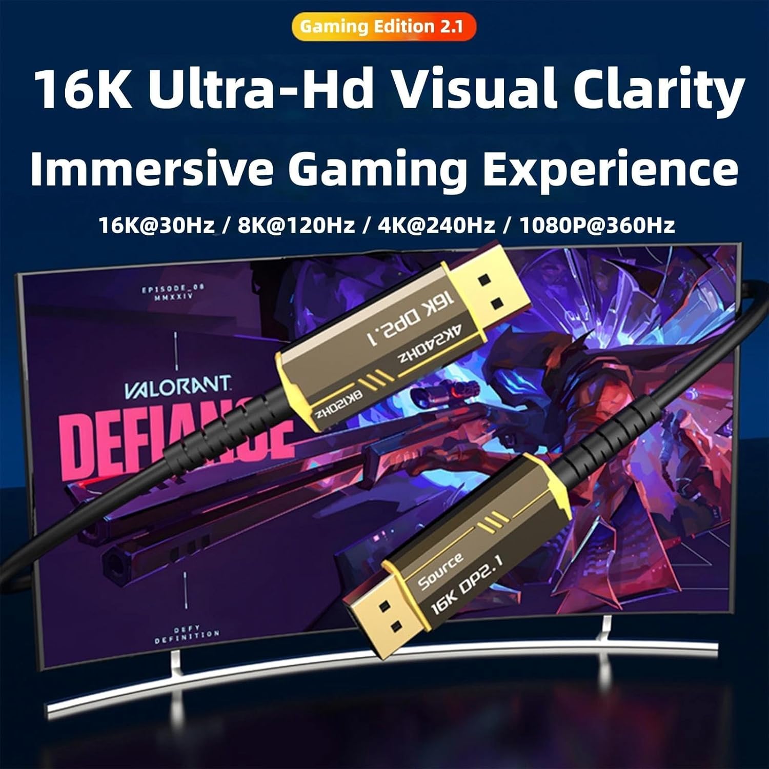 54Gbps 光ファイバーディスプレイケーブル 16K@30Hz 8K@60Hz @240Hz ヘッドセットディスプレイ用 UHD