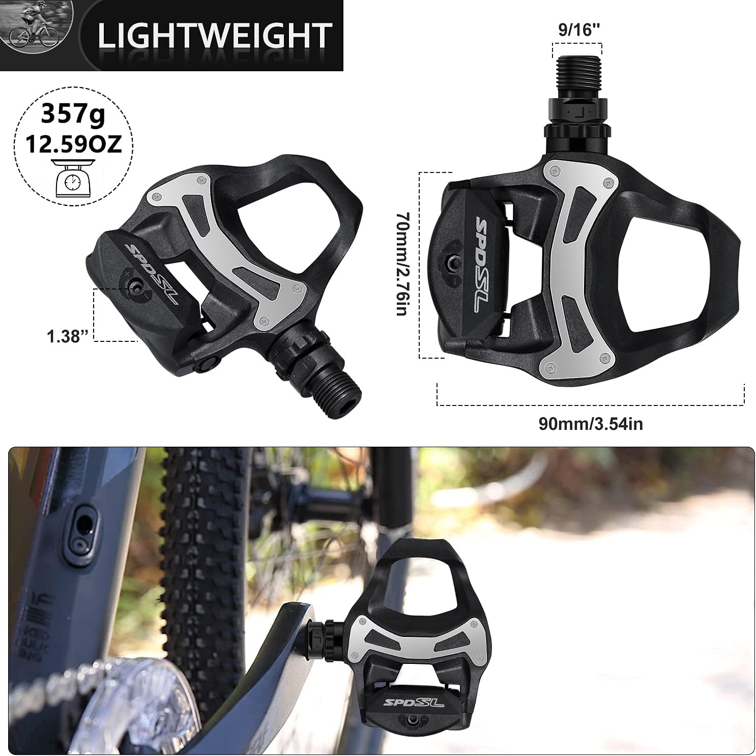 XEWEA Road Bike Pedals Cleats Set for Shimnao SPD Clipless Pedals, Lightweight Self-Locking Cycling Pedals for Shimnao 105 SM-SH System Shoes Fitness Peloton Spin Bike
