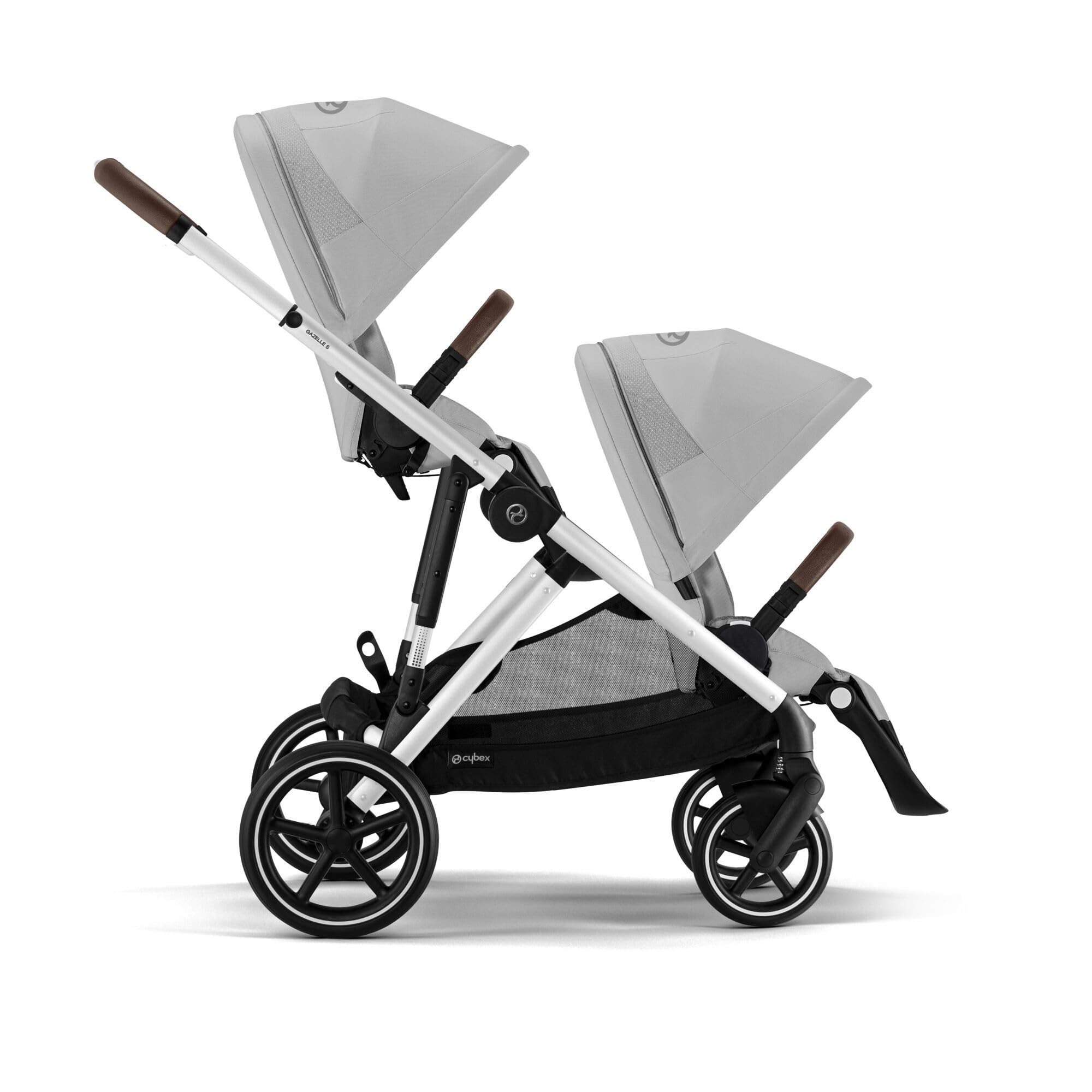 Poussette Double Gazelle S Unité de Siège Lava Grey Châssis Silver