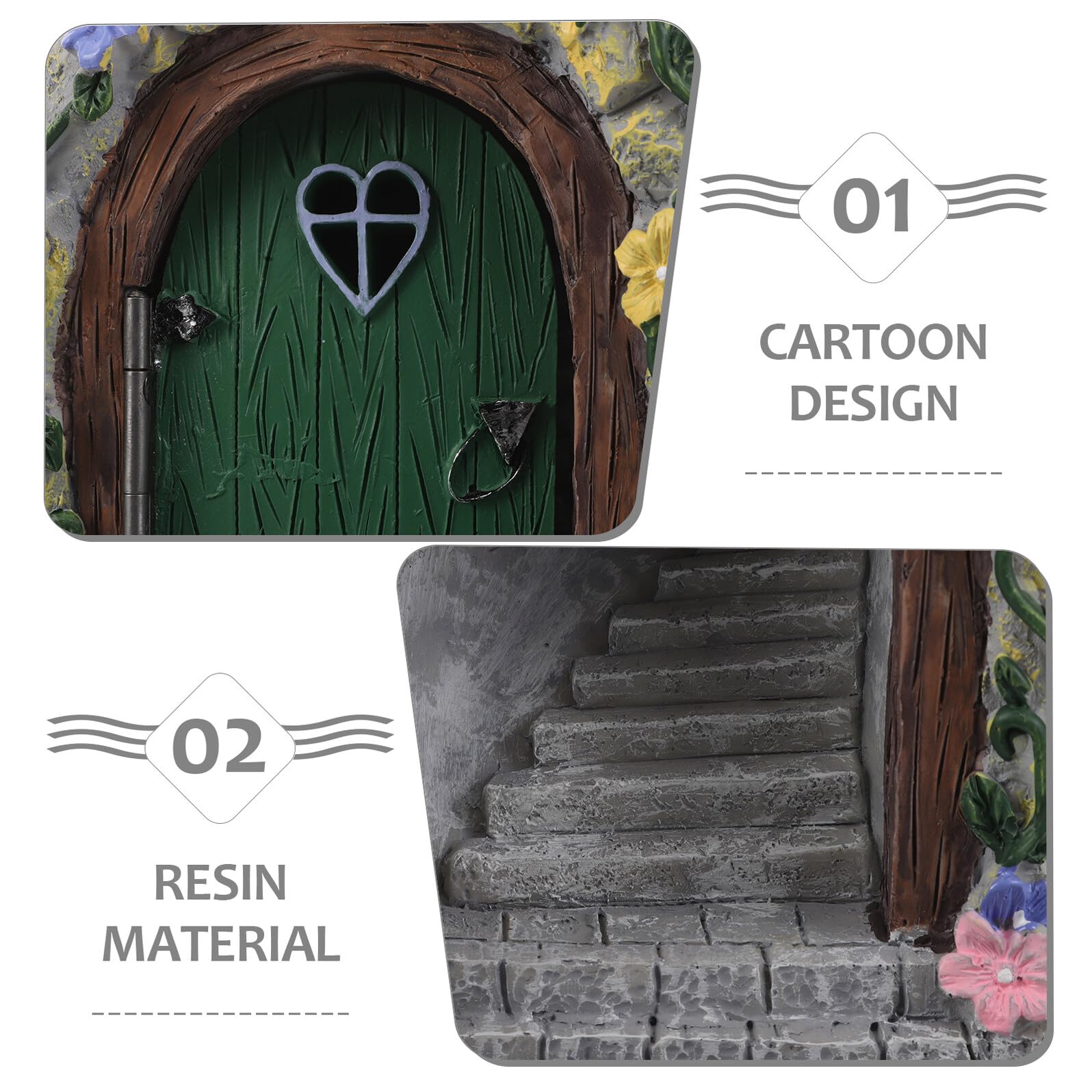 DOITOOL Puerta de Hadas para Jardín Resina con Luz Adorno Miniatura para Árbol Decoración Exterior Resistente la Intemperie para Patios y Bonsáis
