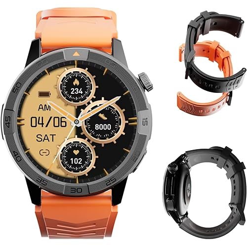 AGM Rugged Smart Watch for Men and Women, AMOLED Gorilla Glass, Bluetooth Calling, Precise Health & Fitness Tracking, GPS/Gyroscope, Compatible with Android & iOS, 5 ATM & IP69 Tactical Watch, 2 Bands