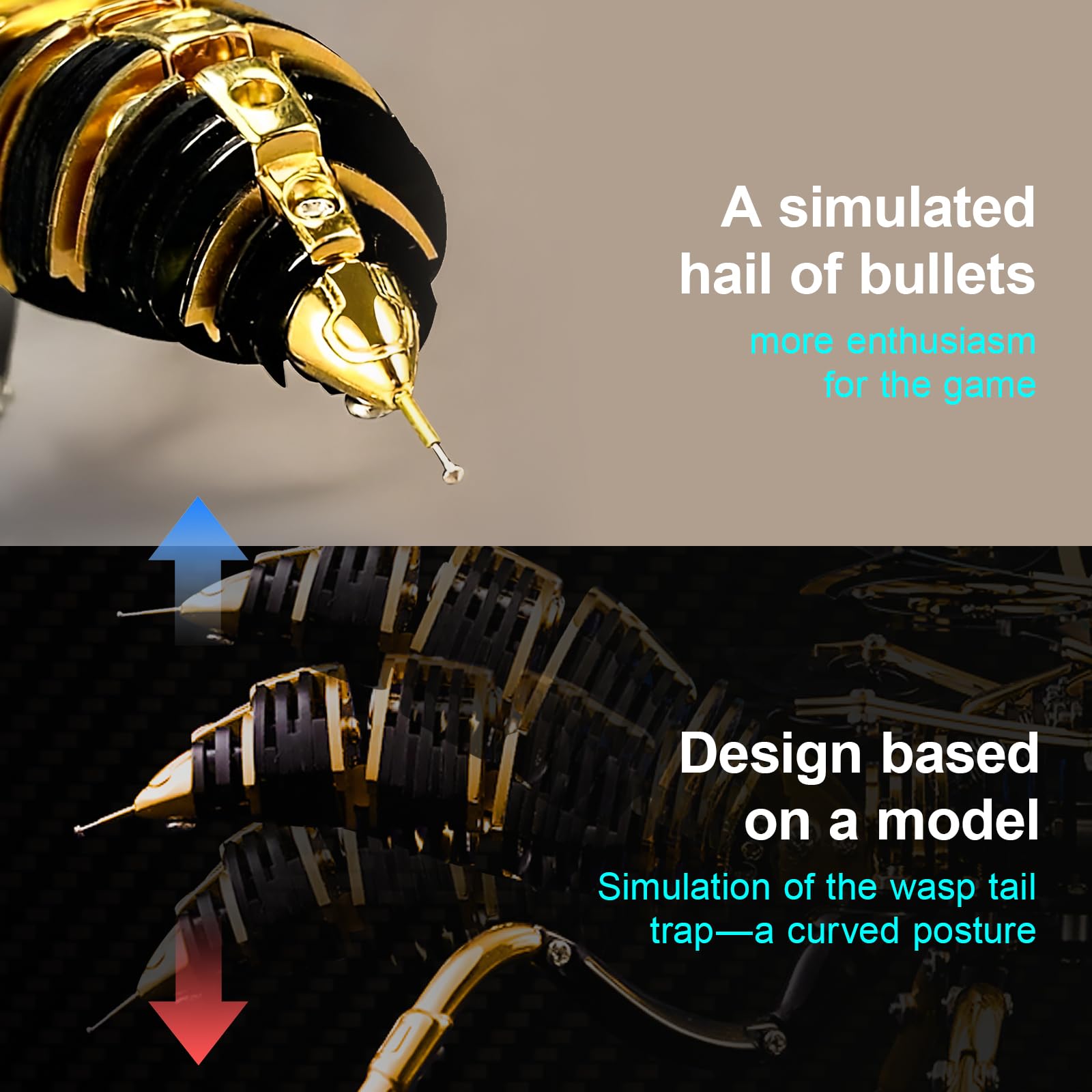 3D Metallbausatz-Serie: Mechanische Hornisse, Phönix & Alterdrache Kreatives DIY-Puzzle mit Spielspaß & intellektueller Herausforderung ，3D Metall Puzzle (Black Gold, Homisse)