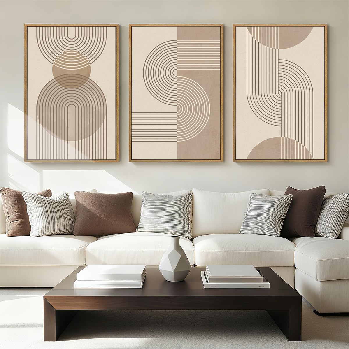 Anyzal Neutral Boho Wall Art Minimalist Abstract Line Artwork for Living Room Bedroom Office 16x24 Inch Set of 3 24"L x 16"W Neutral Boho Line
