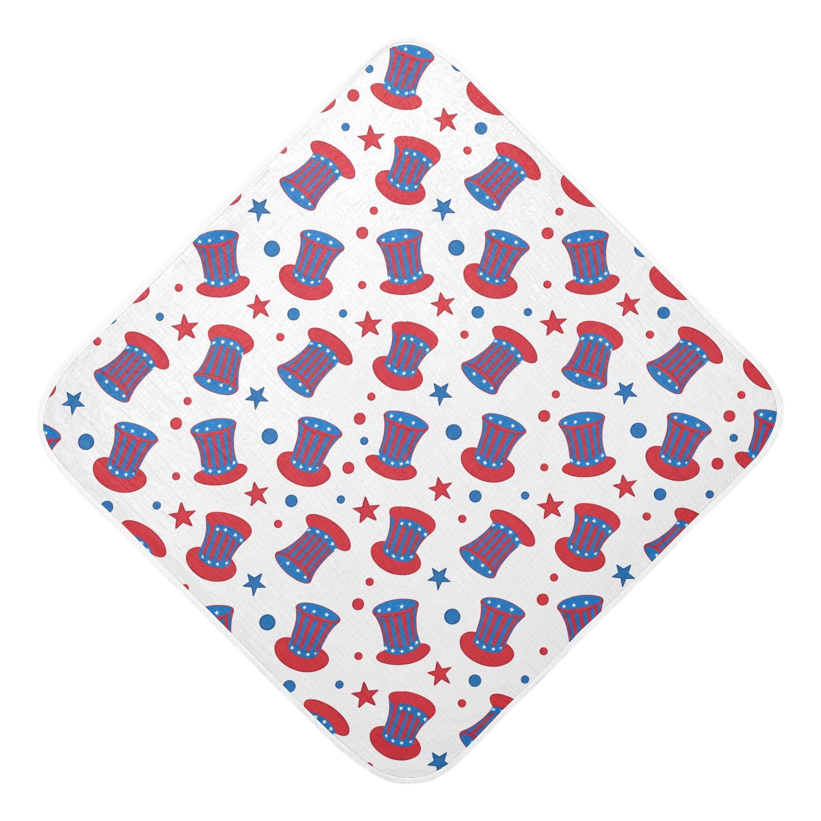 Msyxl Independence Day Hooded Towel - Ultra Soft & Absorbent Muslin Cotton Bath Towel for Babies, Toddlers, Newborn - Boys & Girls Essential 35
