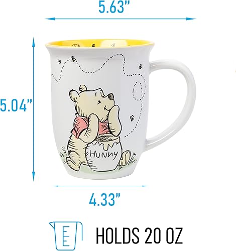 Miniatura 38 de Silver Buffalo Disney Winnie the Pooh - Taza de cerámica con diseño de hojas de otoño, 20 onzas Azul/Blanco,Taza de cerámica para caravana