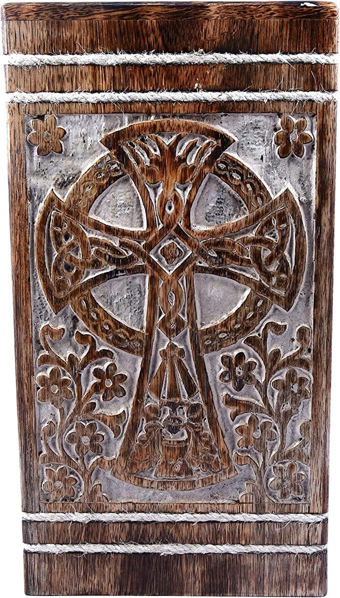 Urn for Human Ashes Adult Cross Design Handcrafted Beautifull Large Wooden Box Home Decorable Memory Storage Urn Ideal for Gift by A-F Luxury Handicraft image 2