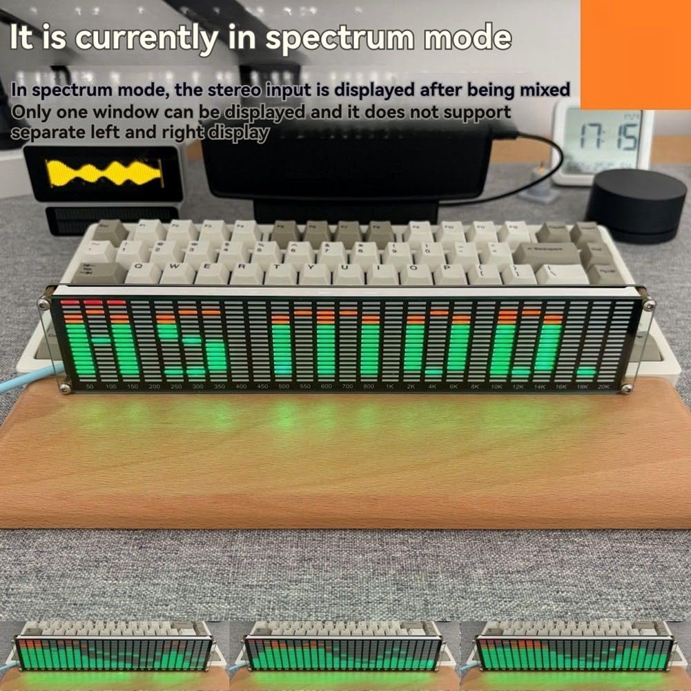 AK2518 Spectrum zegar muzyczny Bluetooth atmosfera jasnozielony + pomarańczowy + czerwony wyświetlacz sygnał audio melodia rytm