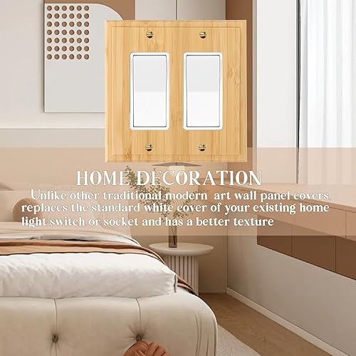 Miniatura 9 de Cubiertas de salida de madera maciza, placa de interruptor de luz de 4.8 x 3.14 pulgadas, placas de interruptor de bambú y cubiertas de