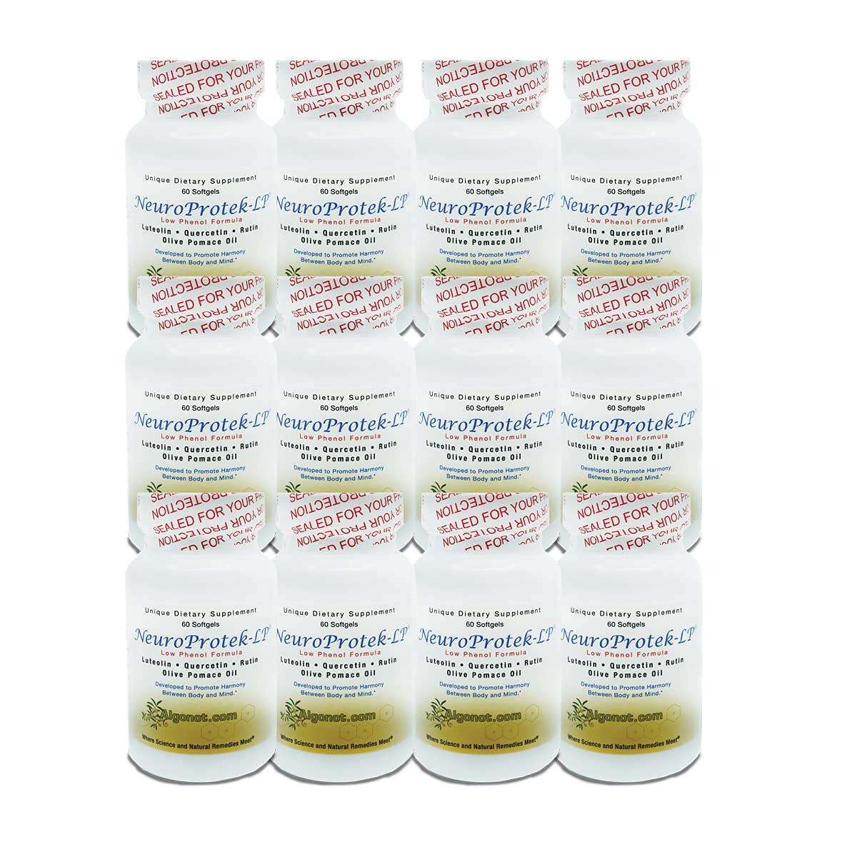 NeuroProtek Low Phenol 12 Pack Combination of Luteolin, Quercetin & Rutin in Olive Pomace Oil (Reduc