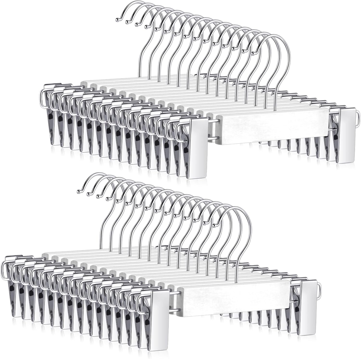 30 perchas de madera para pantalones de bebé con clips de 9.5 pulgadas de madera para niños con gancho giratorio y 2 clips ajustables para