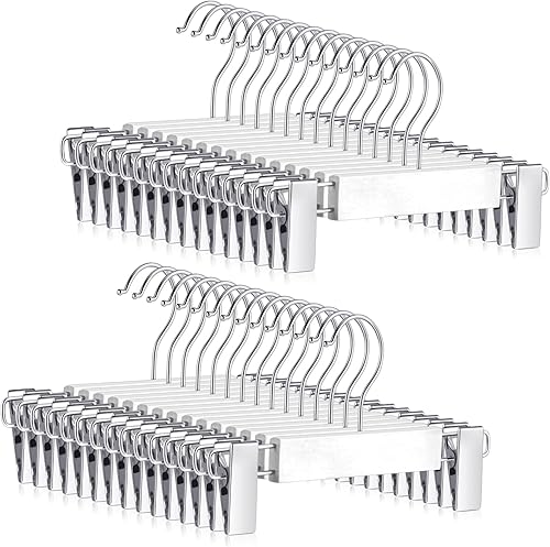 30 perchas de madera para pantalones de bebé con clips de 9.5 pulgadas de madera para niños con gancho giratorio y 2 clips ajustables para