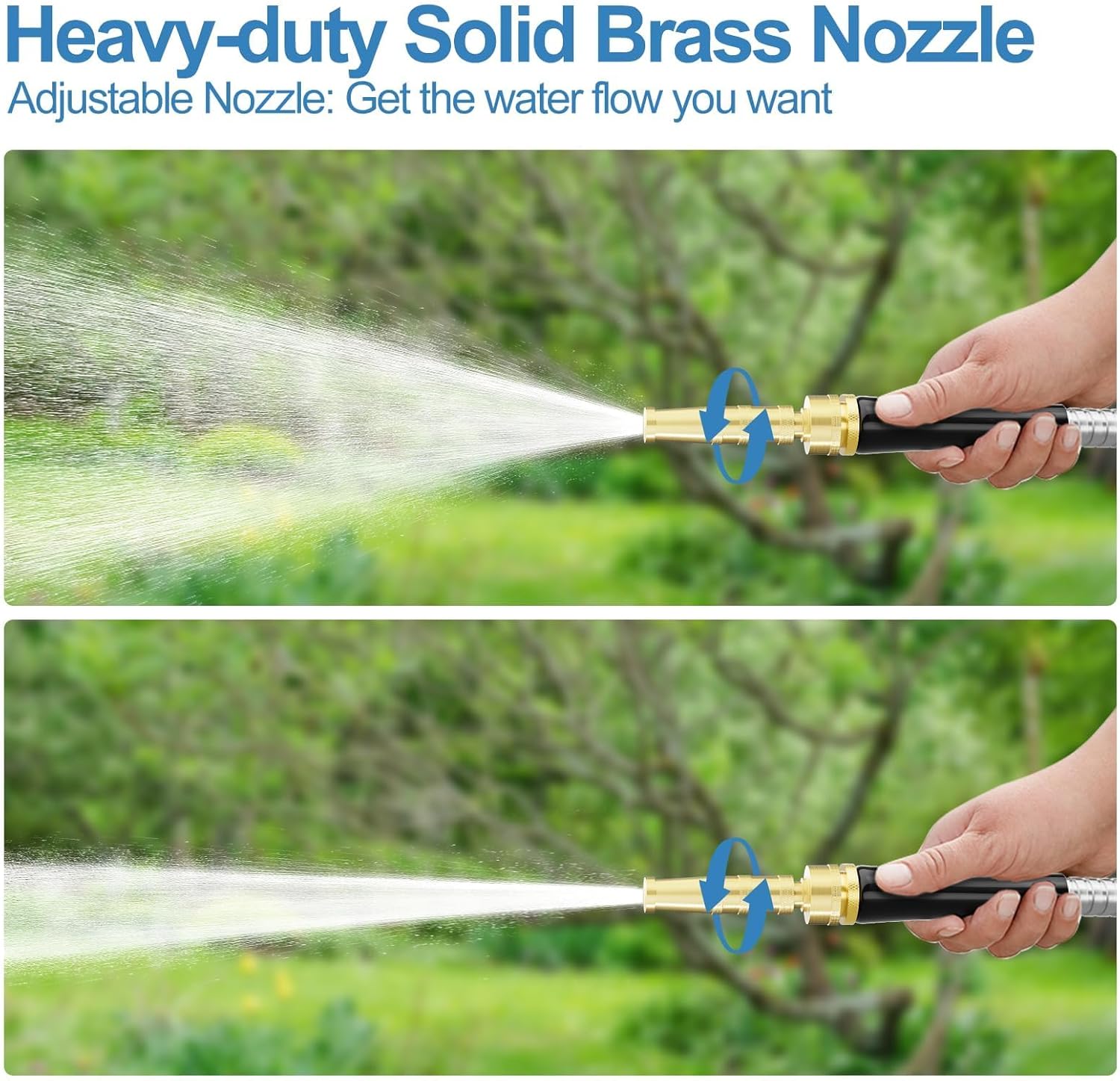 SPECILITE 100 ft 304 Stainless Steel Garden Hose Metal Heavy Duty Water Hose, Flexible Water Hose Pipe with 3/4" Solid Brass Connectors, No-Expandable Garden Hoses with Rubber Grip for Yard, Outdoor