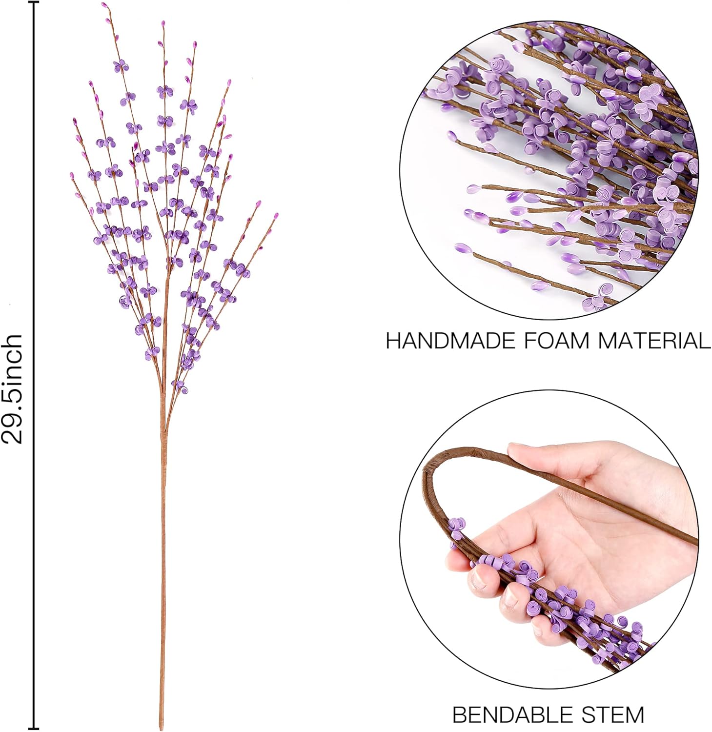 Sggvecsy 10 Pcs 29.5’’ Long Artificial Jasmine Flowers Tall Fake Flower Bouquet Faux Jasmine Plants Dry Branches for Wedding Home Party Office Hotel Restaurant Kitchen Decoration(Light Purple) - Image 7