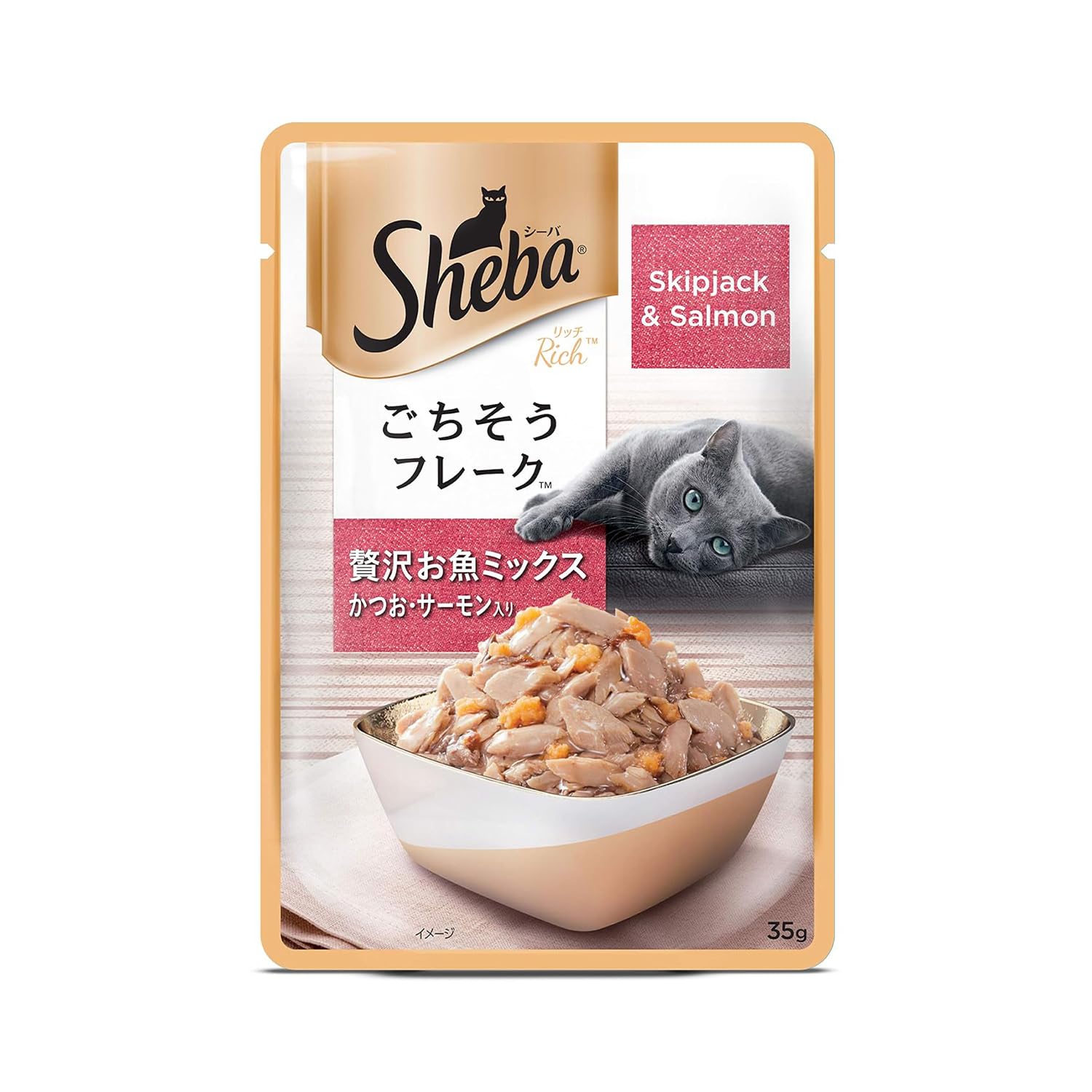 Sheba Rich Premium Adult (1+ Years) Wet Cat Food, Skipjack & Salmon Flavour, 35 g Pouch, High-moisture wet food for healthy hydration (B07FMMXL15) Amazon Price History, Amazon Price Tracker