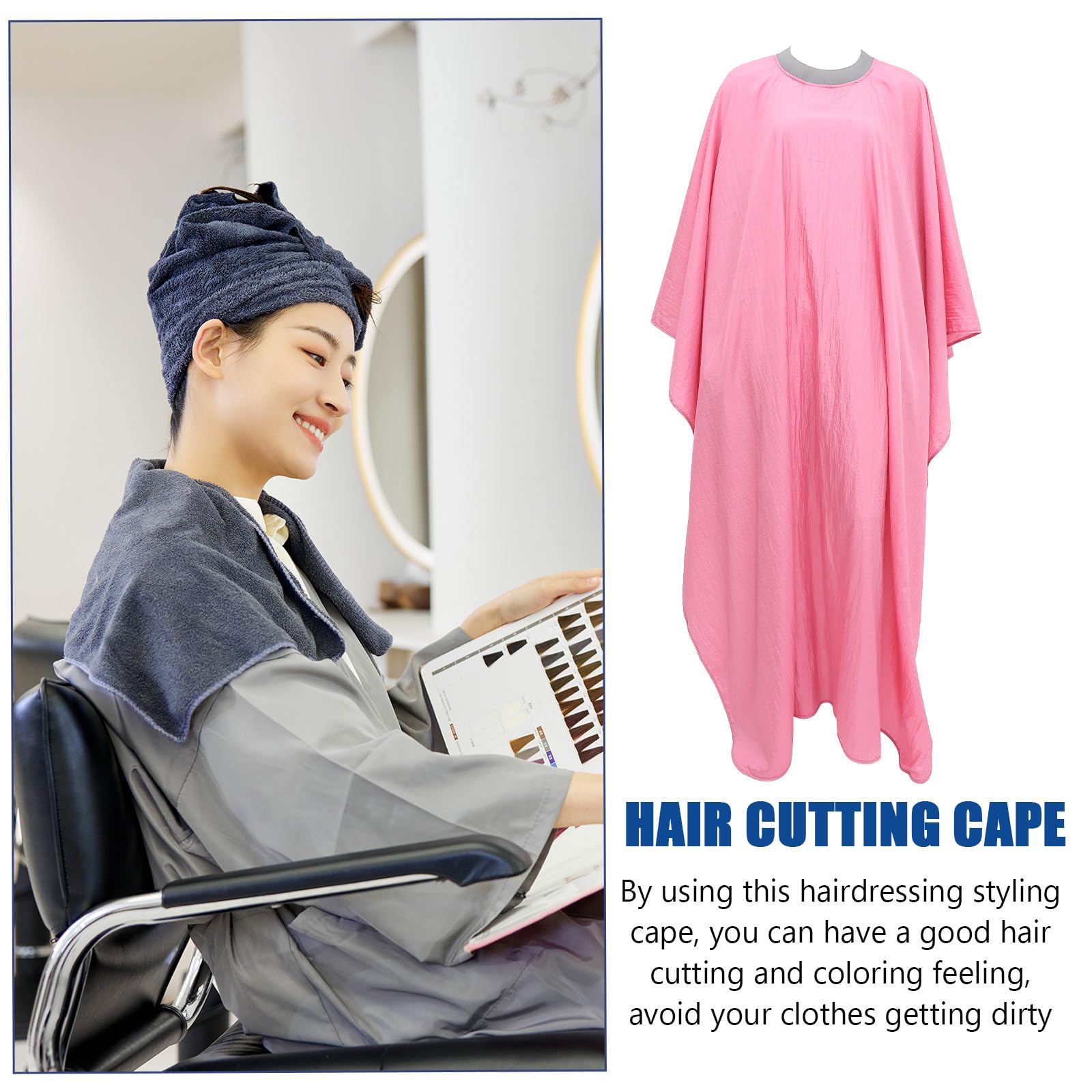 VALICLUD Capa de Peluquero Grande de Tela Rosa para Cortar Cabello Profesional, Capa de Corte de Pelo para Mujer, Protección Anticaída de Cabello para Uso en Salón y Barbería